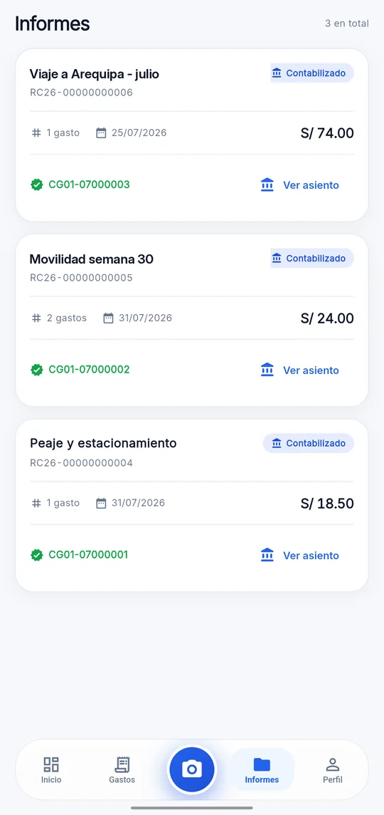 Informes: Con su numero de asiento cuando ya se contabilizo